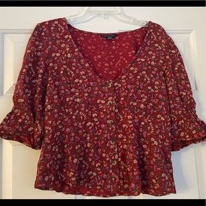 *SOLD* 
 Floral American eagle button top